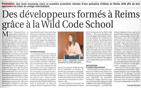 Scan de l'article de Matot Braine au sujet de la Wild Code School